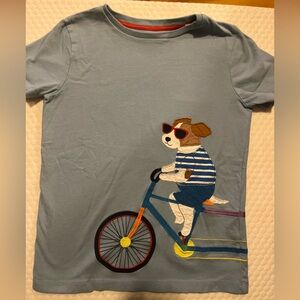 Mini Boden light blue t shirt with Biking Dog Design